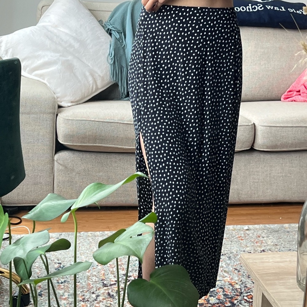 abercrombie abstract polka dot midi skirt